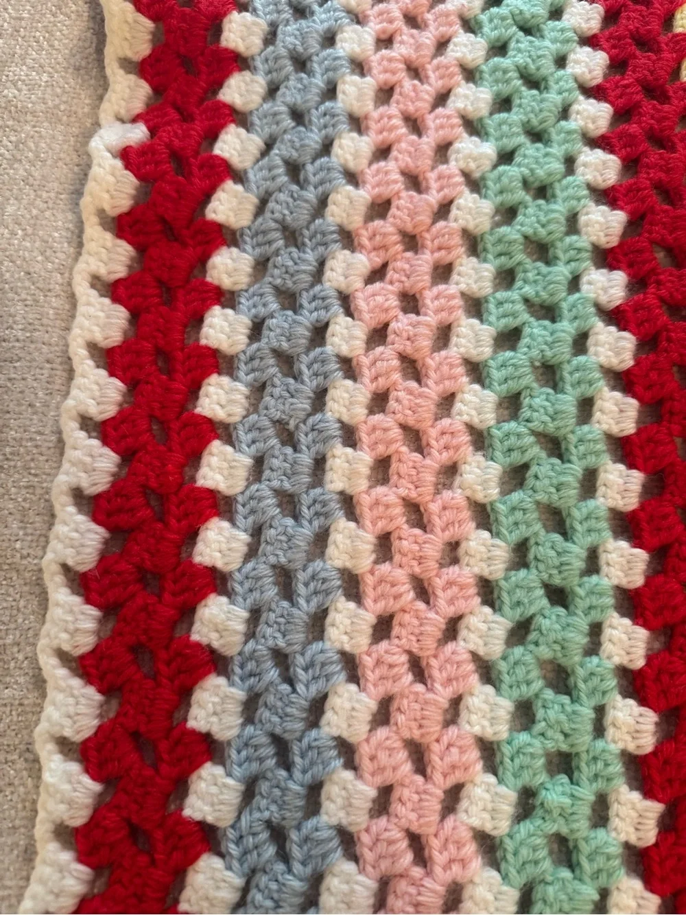 Vintage Crochet Afghan Granny Square‎ Lap Blanket Baby Blanket
